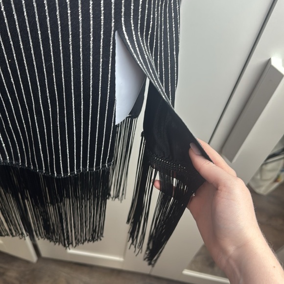 Flapper Dress Glitter Mob Pin Stripe Side Slit : Pink Black & Silver Medium / M - Picture 9 of 9